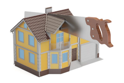 Property division concept, 3D rendering isolated on white background